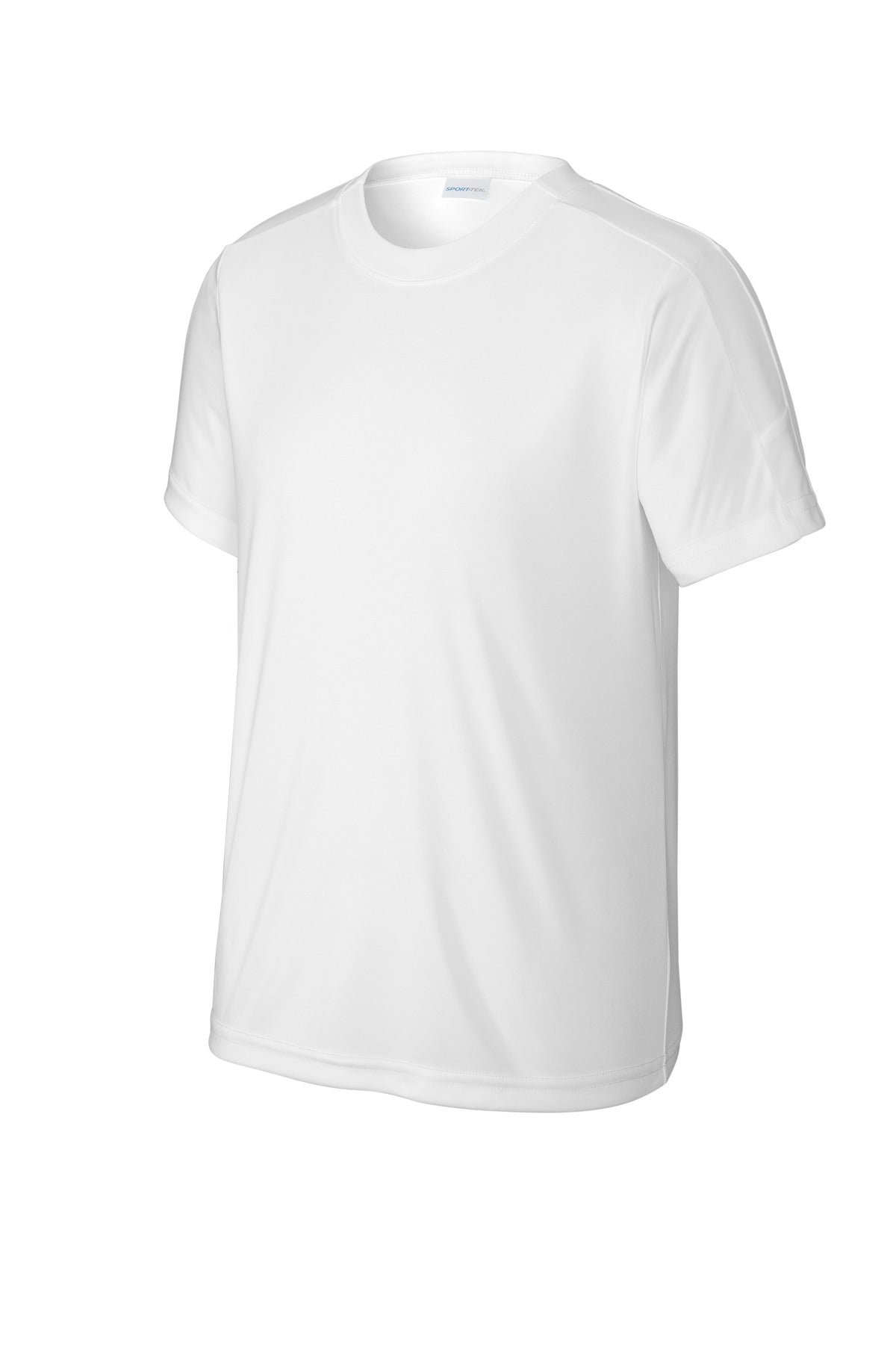 Front View of Wht/Wht Sport-Tek Youth Competitor United Crew YST100