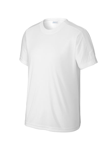 Front View of Wht/Wht Sport-Tek Youth Competitor United Crew YST100