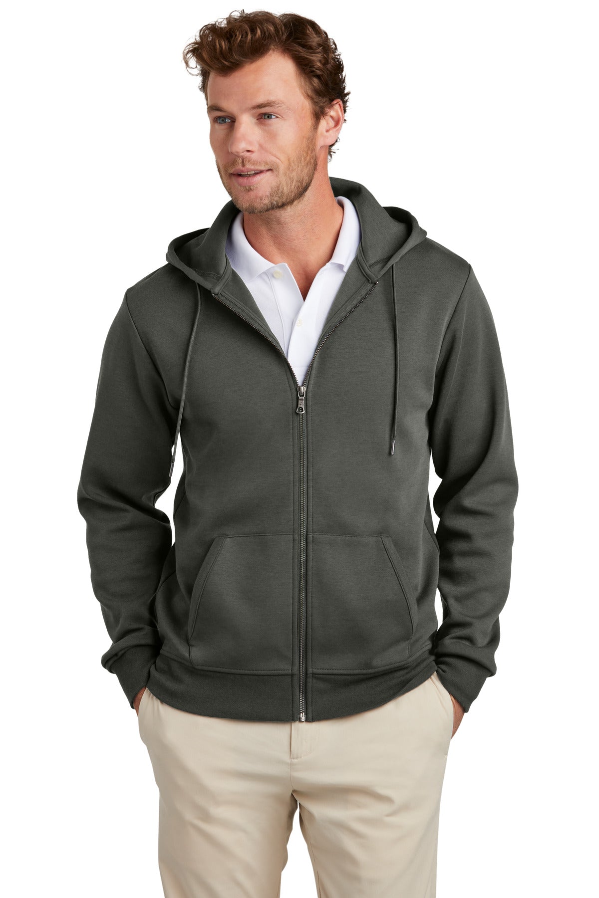 Front View of WindsorGry Brooks Brothers Double-Knit Full-Zip Hoodie BB18208