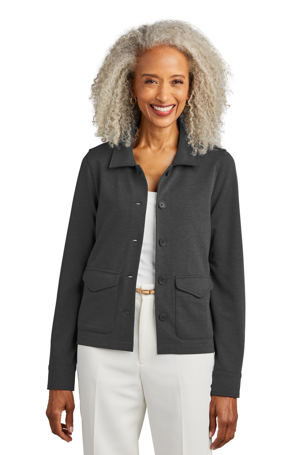 Front View of WindsorGyH Brooks Brothers Women's Mid-Layer Stretch Button Jacket BB18205