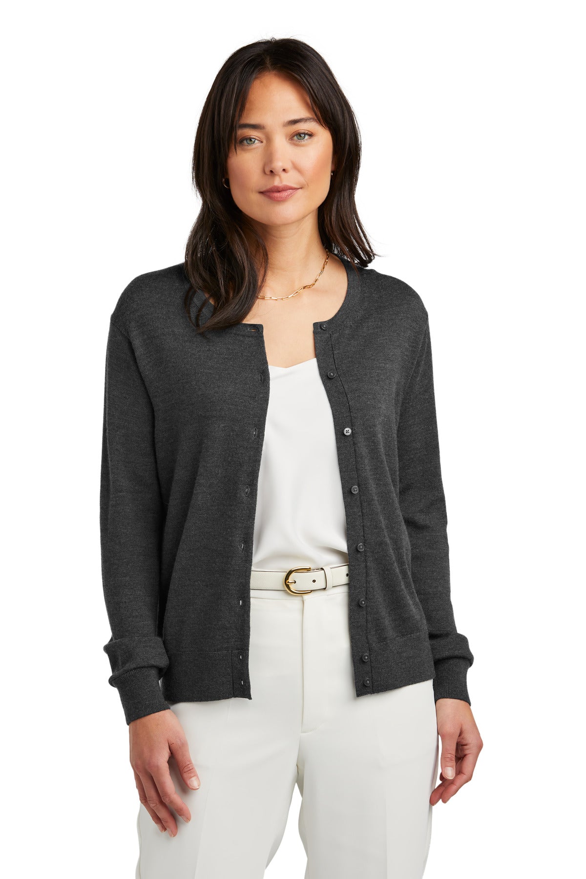 Front View of WindsorGyH Brooks Brothers Women's Washable Merino Cardigan Sweater BB18413