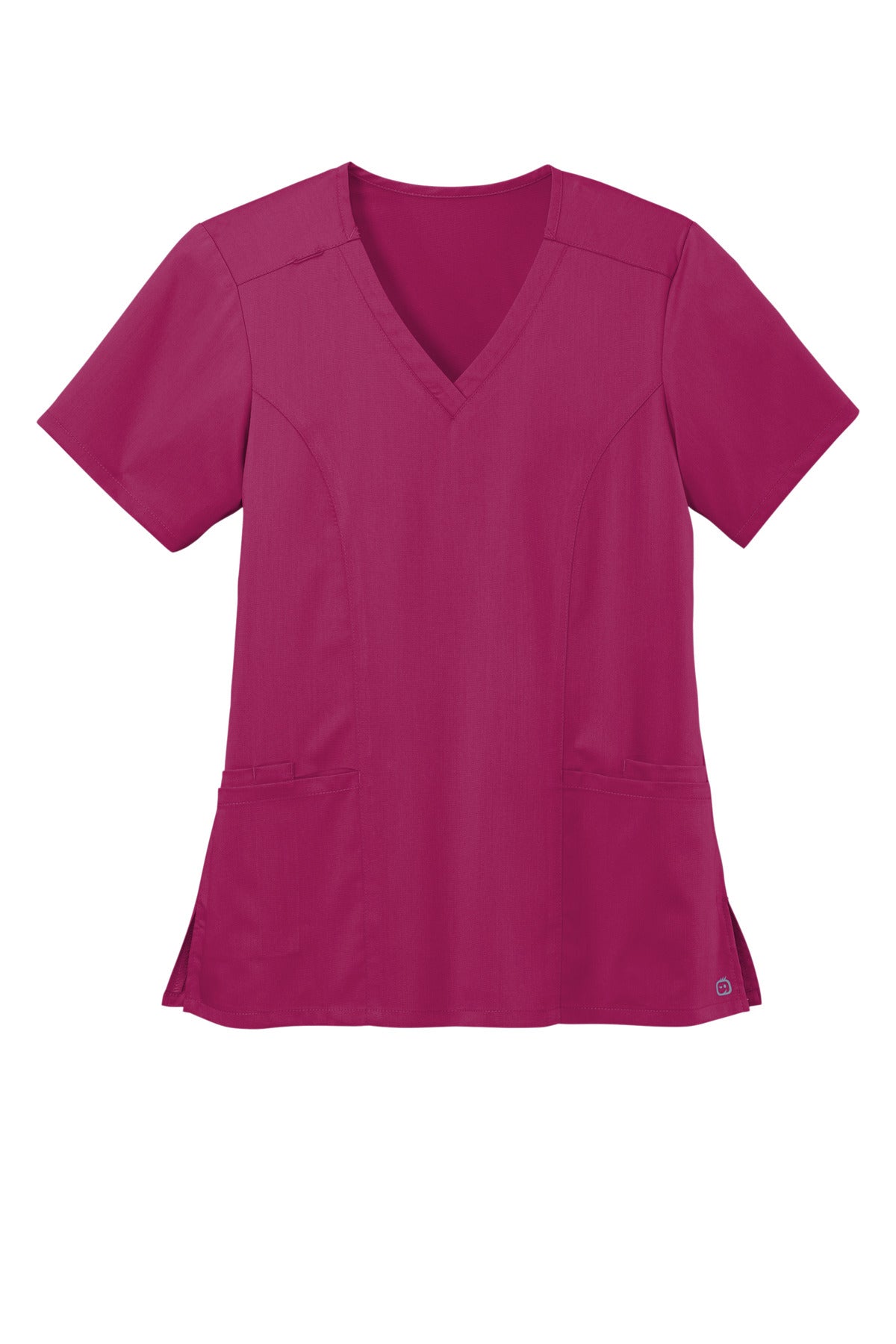 Front View of Wine Wink Women's Premiere Flex V-Neck Top WW4168
