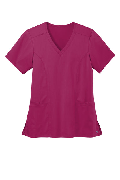 Front View of Wine Wink Women's Premiere Flex V-Neck Top WW4168