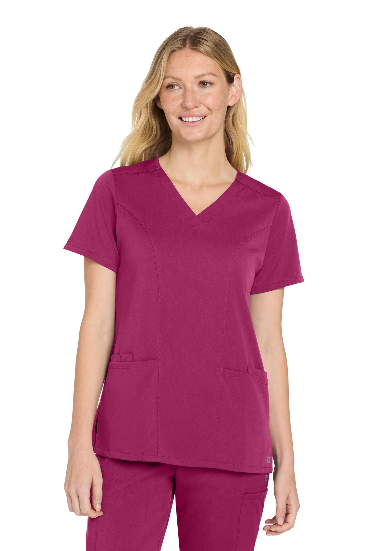 Front View of Wine Wink Women's Premiere Flex V-Neck Top WW4168