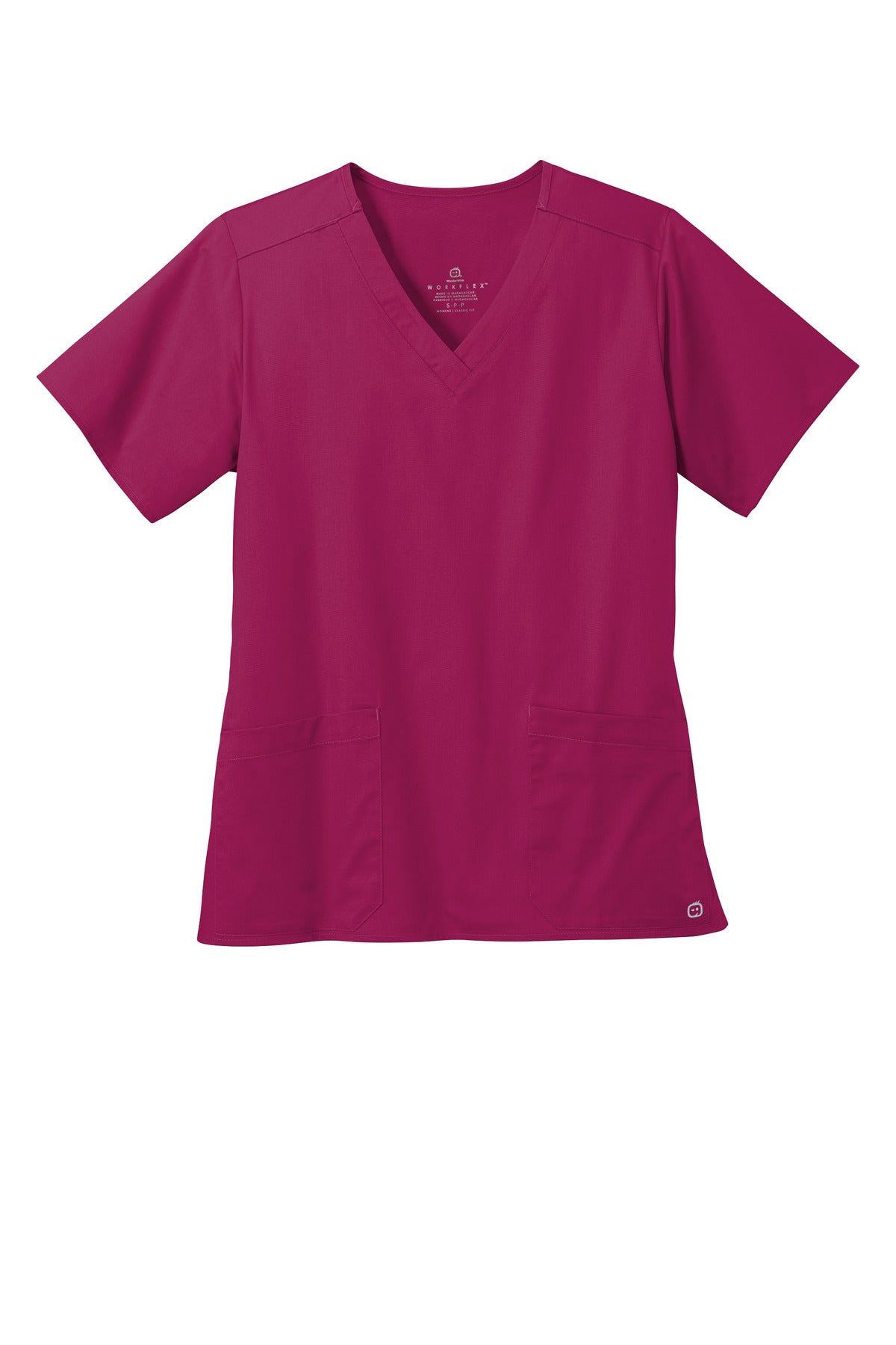 Front View of Wine Wink Women's WorkFlex V-Neck Top WW4560