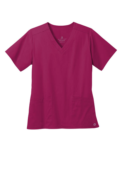 Front View of Wine Wink Women's WorkFlex V-Neck Top WW4560