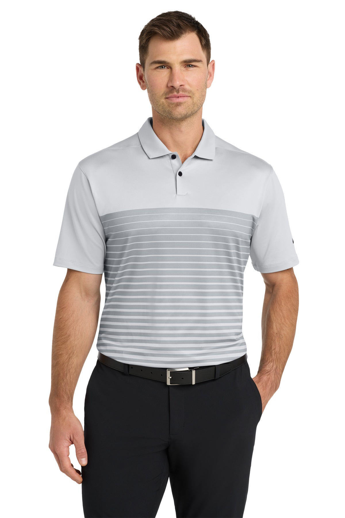 Front View of WolfGrey Nike Dri-FIT Vapor Block Polo NKDC2114