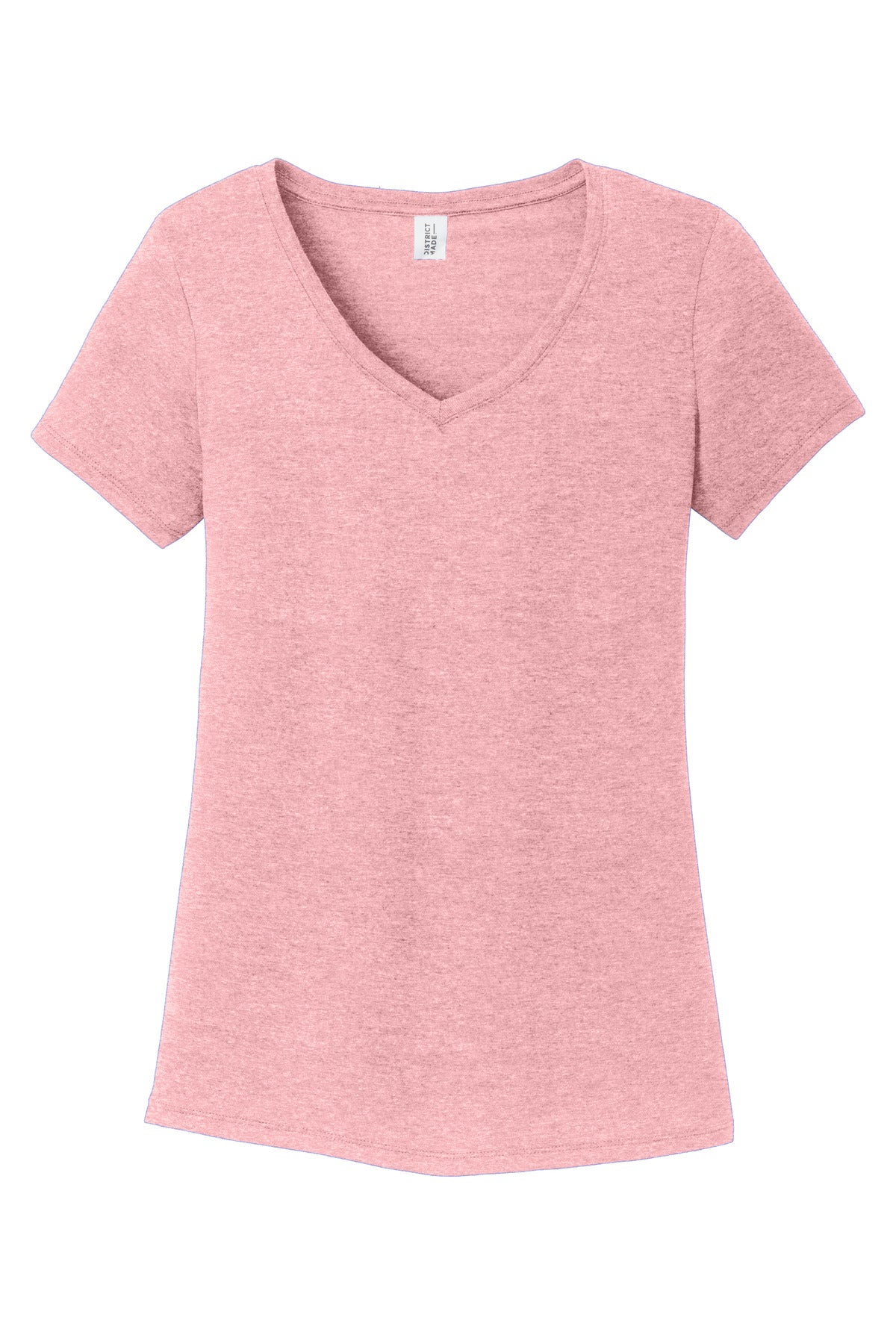 Front View of WstriaHthr District Women's Perfect Tri V-Neck Tee. DM1350L