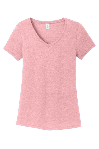 Front View of WstriaHthr District Women's Perfect Tri V-Neck Tee. DM1350L