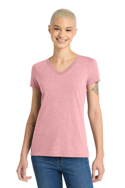 Front View of WstriaHthr District Women's Perfect Tri V-Neck Tee. DM1350L
