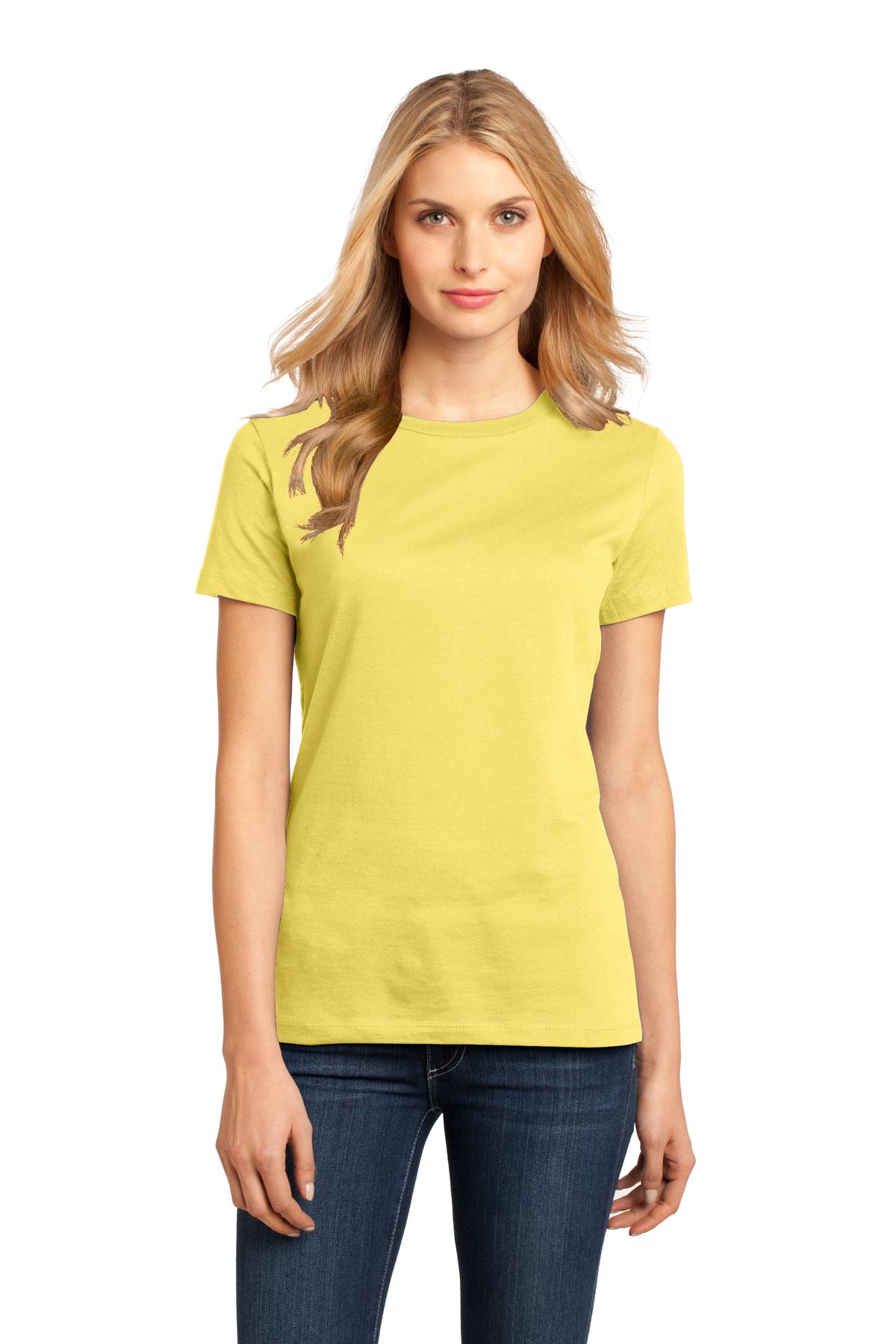 Front View of Yellow District Women's Perfect Weight Tee. DM104L