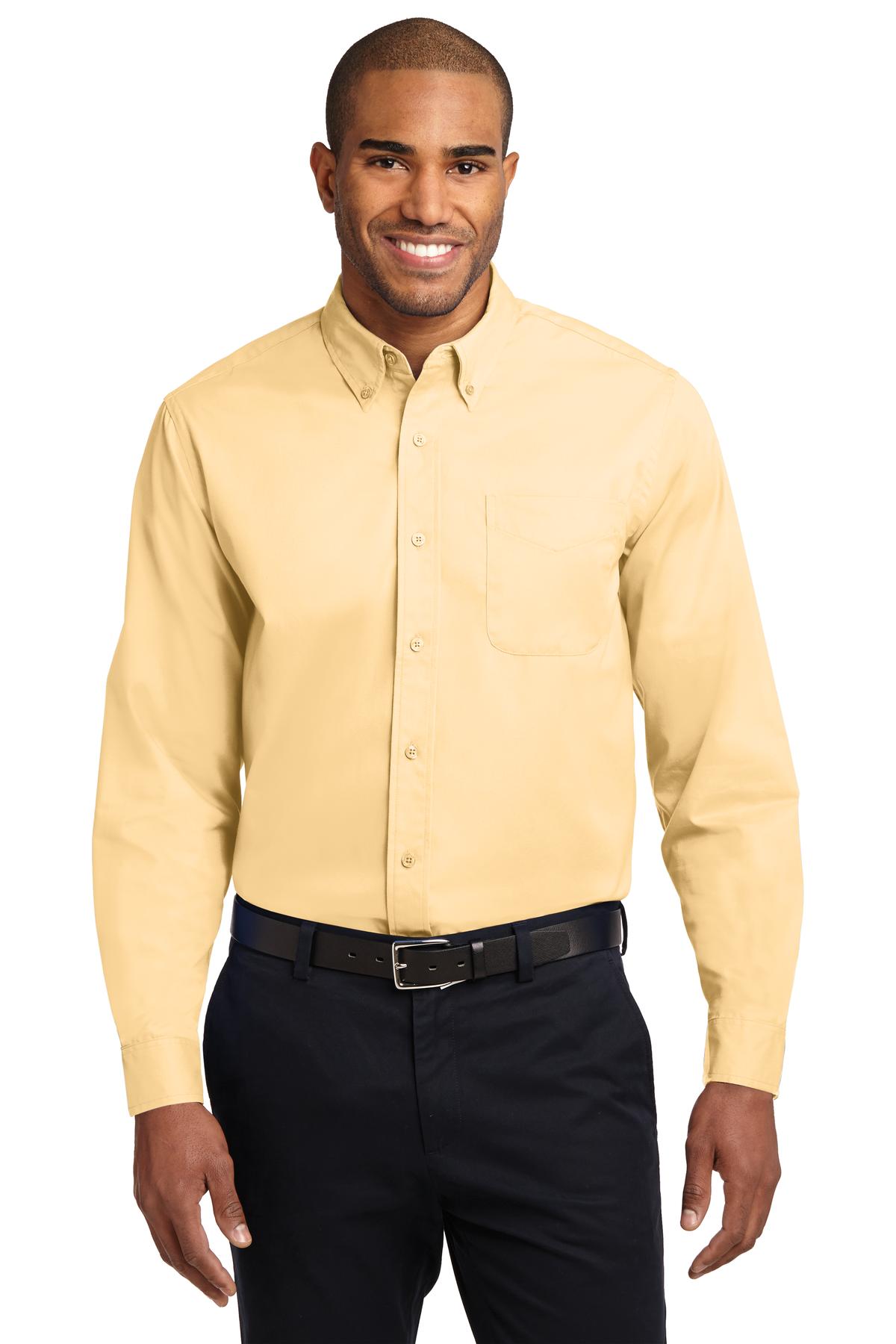 Front View of Yellow Port Authority Extended Size Long Sleeve Easy Care Shirt S608ES