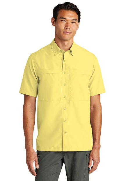Front View of Yellow Port Authority Short Sleeve UV Daybreak Shirt W961