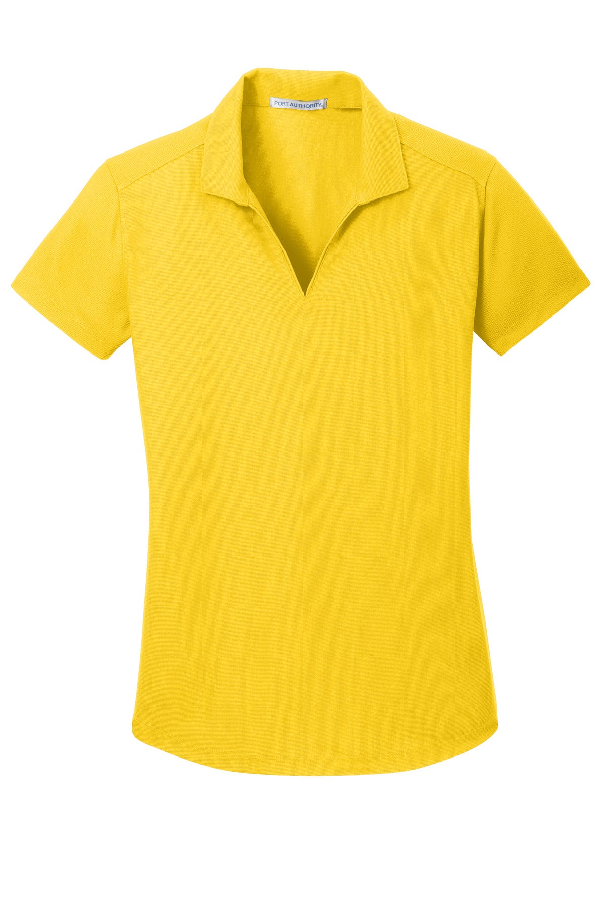 Front View of Yellow Port Authority Women's Dry Zone Grid Polo. L572