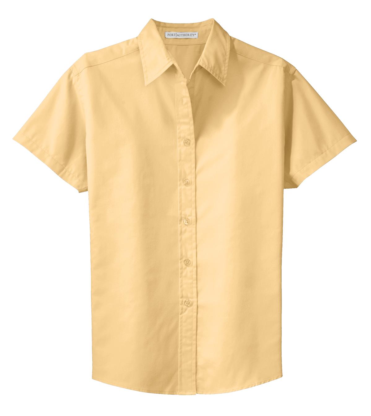 Front View of Yellow Port Authority Women's Short Sleeve Easy Care Shirt. L508