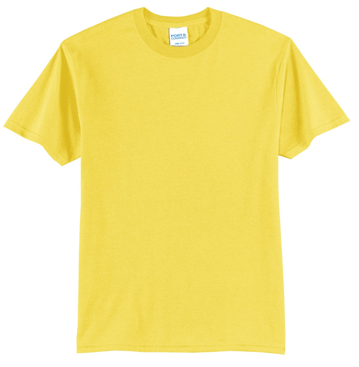 Front View of Yellow Port & Company Tall Core Blend Tee. PC55T