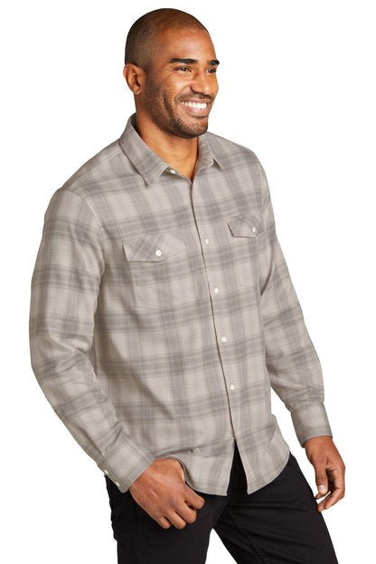 FrostGrey Port Authority Long Sleeve Ombre Plaid Shirt W672