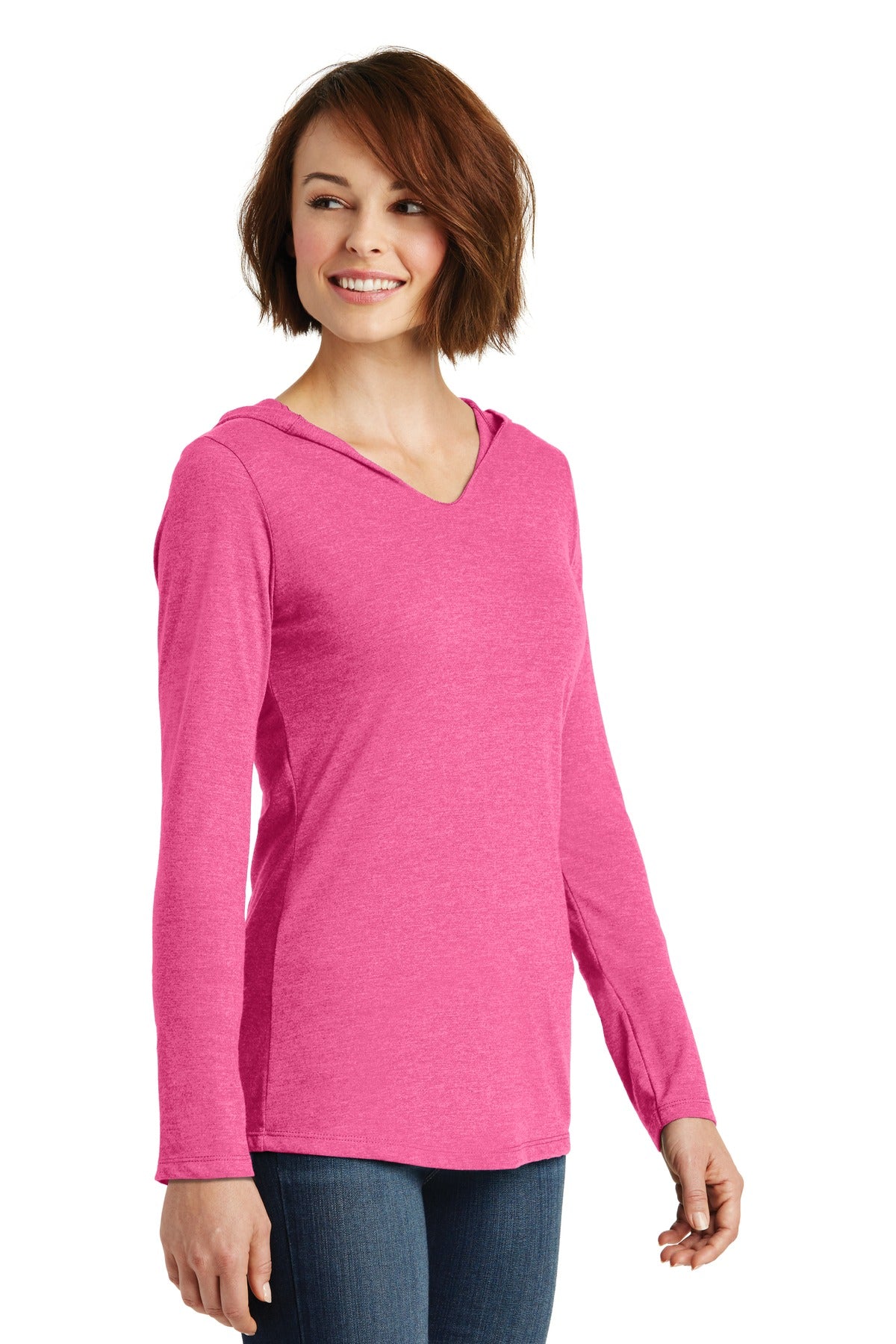 Fuchsia Frost District Women's Perfect Tri Long Sleeve Hoodie. DM139L