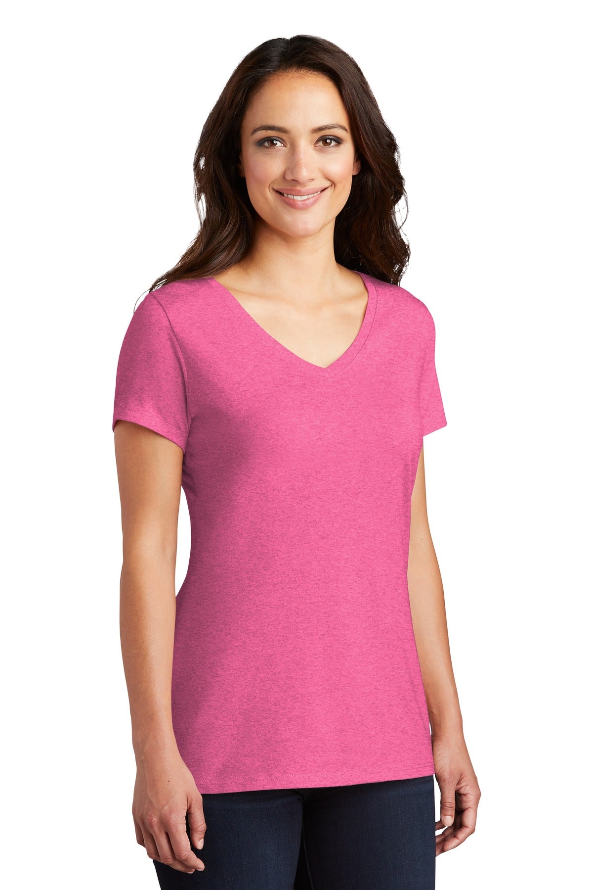 Fuchsia Frost District Women's Perfect Tri V-Neck Tee. DM1350L
