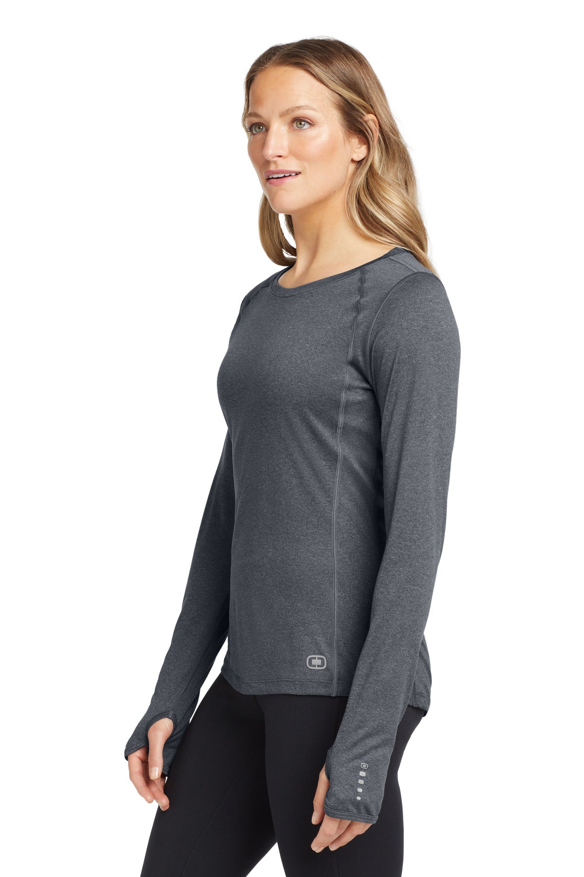 Gear Grey OGIO Women's Long Sleeve Pulse Crew. LOE321