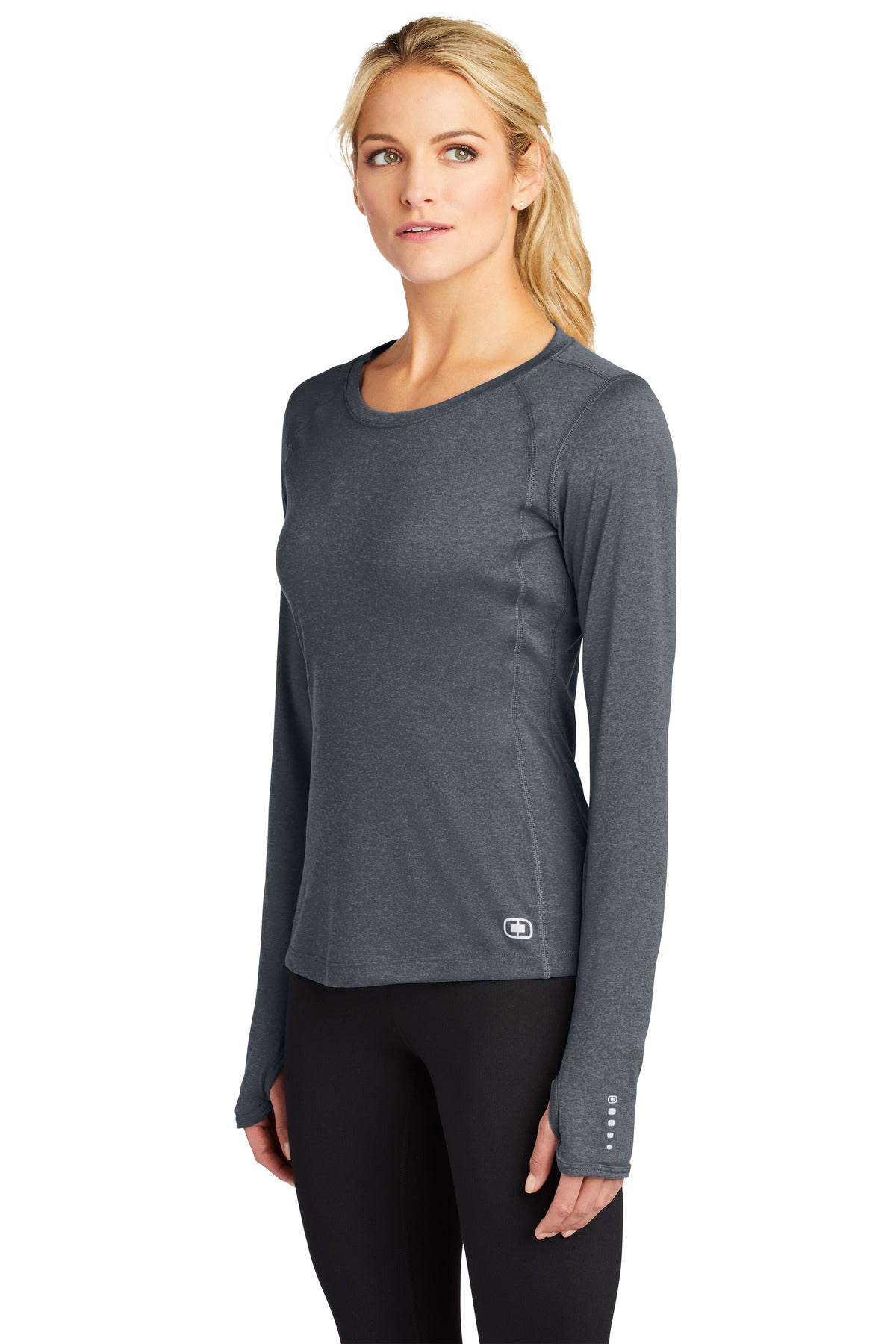 Gear Grey OGIO Women's Long Sleeve Pulse Crew. LOE321