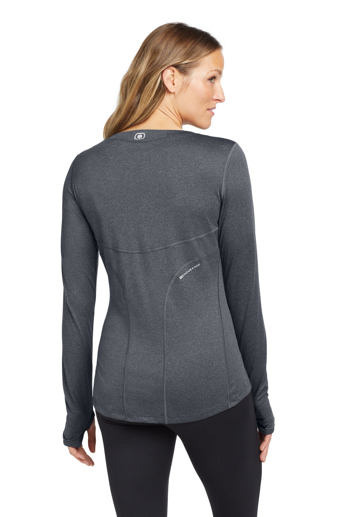 Gear Grey OGIO Women's Long Sleeve Pulse Crew. LOE321