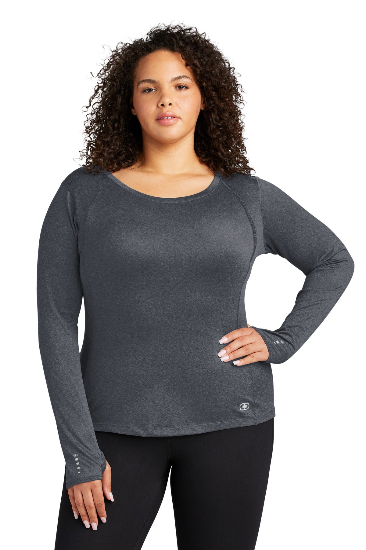 Gear Grey OGIO Women's Long Sleeve Pulse Crew. LOE321
