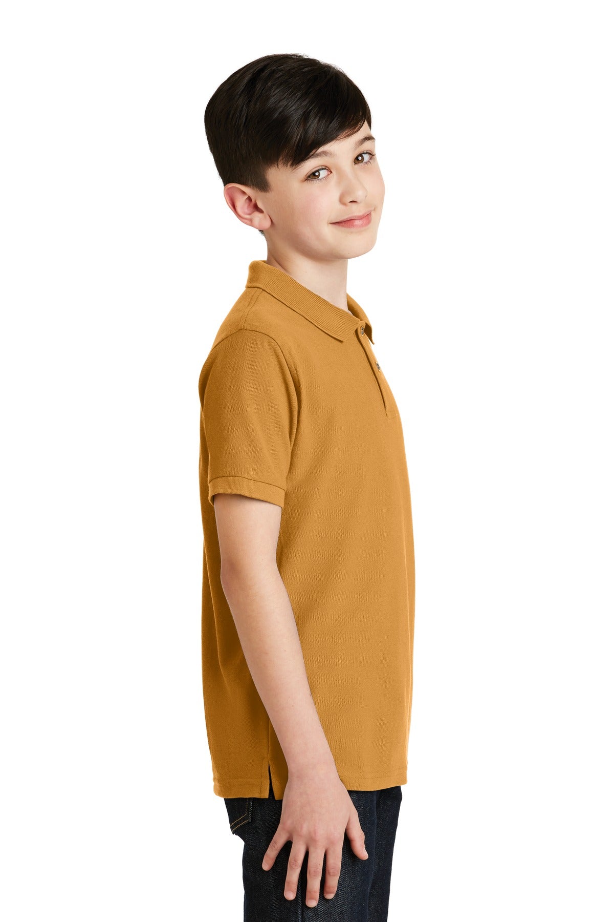 Gold Port Authority Youth Silk Touch Polo. Y500