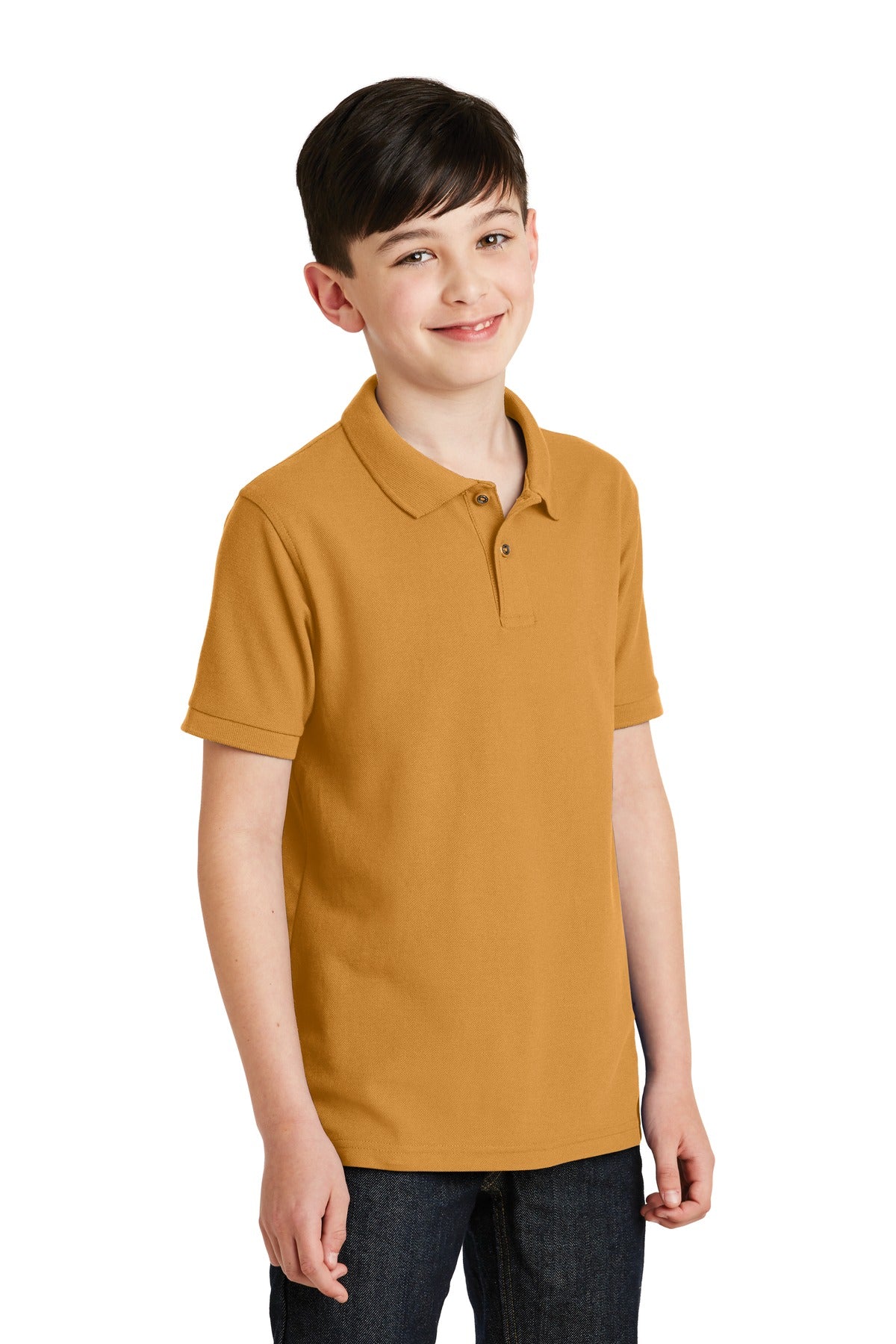 Gold Port Authority Youth Silk Touch Polo. Y500