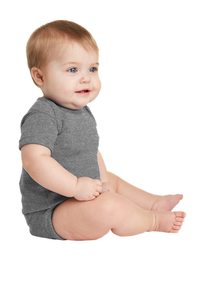 GraniteHtr Rabbit Skins Infant Short Sleeve Baby Rib Bodysuit. RS4400