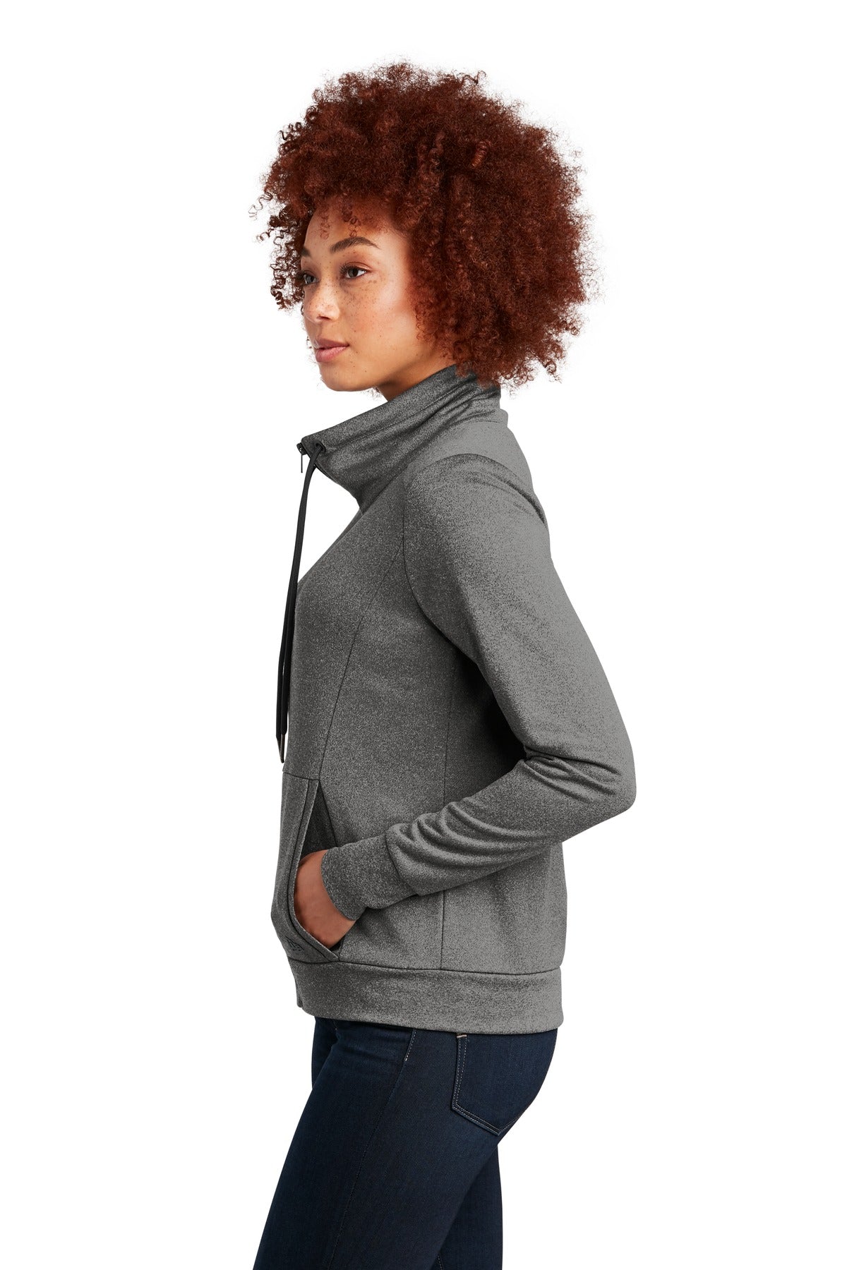 Graphite Hthr New Era Women's Performance Terry Full-Zip Cowl LNEA530
