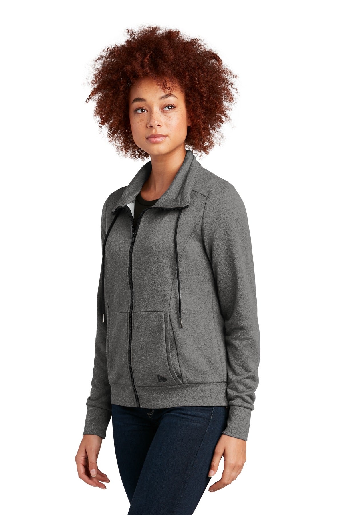 Graphite Hthr New Era Women's Performance Terry Full-Zip Cowl LNEA530