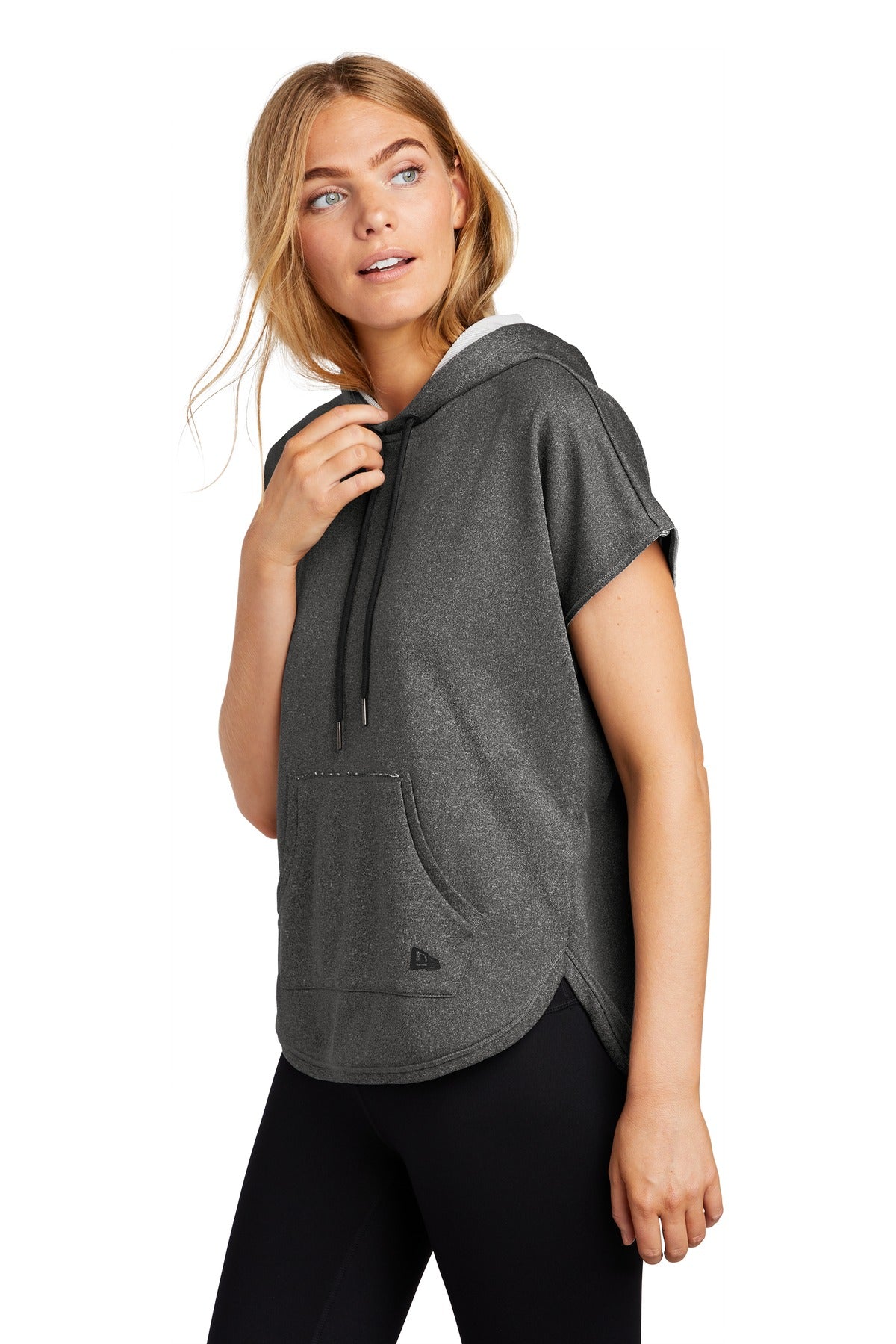 Graphite Hthr New Era Women's Performance Terry Short Sleeve Hoodie LNEA533