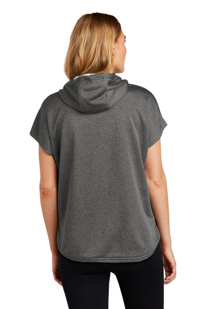 Graphite Hthr New Era Women's Performance Terry Short Sleeve Hoodie LNEA533