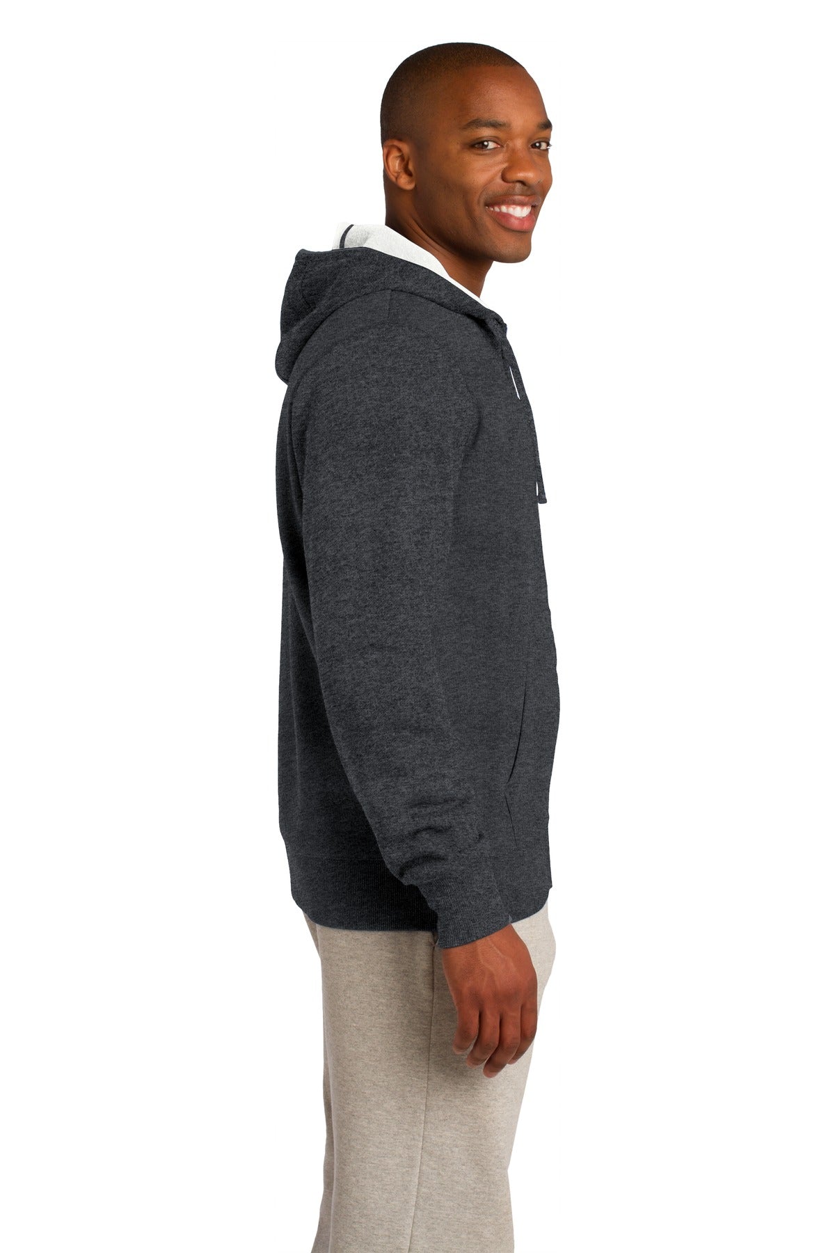 Graphite Hthr Sport-Tek Full-Zip Hooded Sweatshirt. ST258