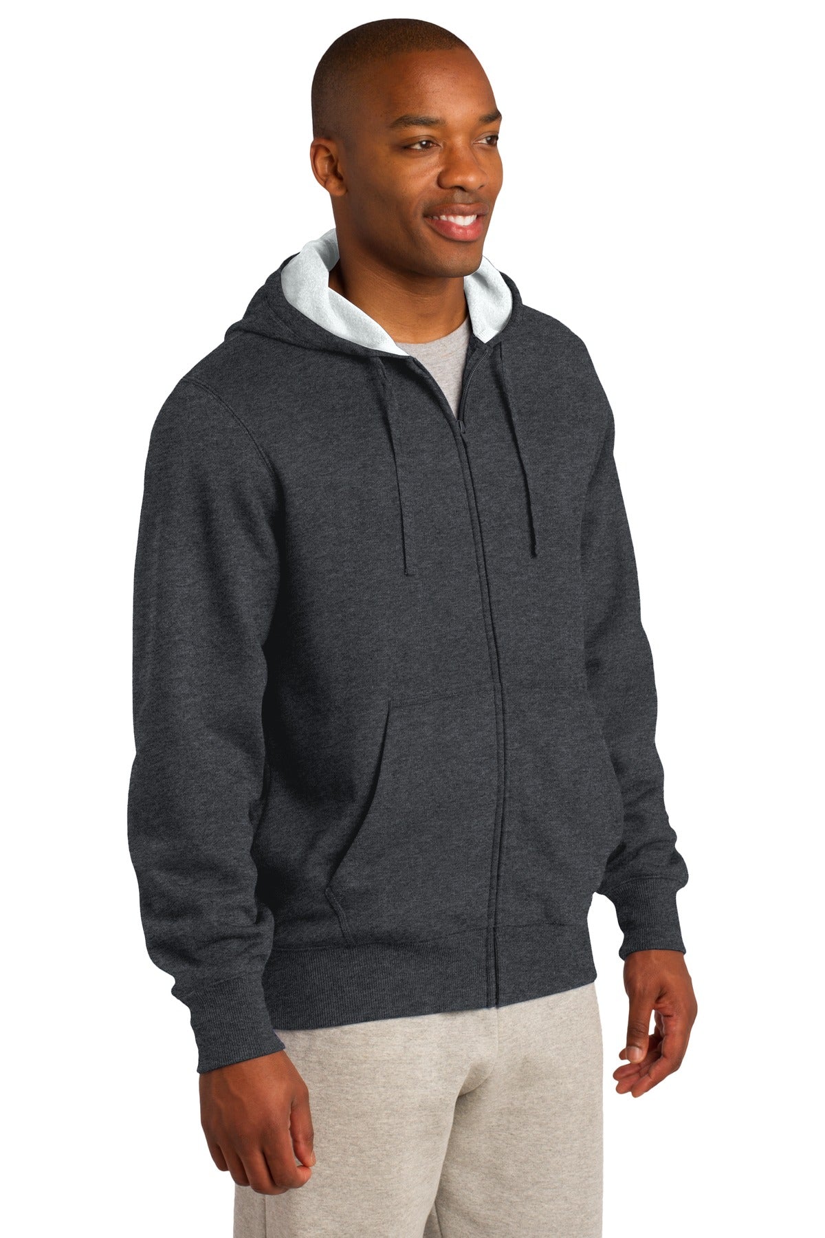 Graphite Hthr Sport-Tek Full-Zip Hooded Sweatshirt. ST258