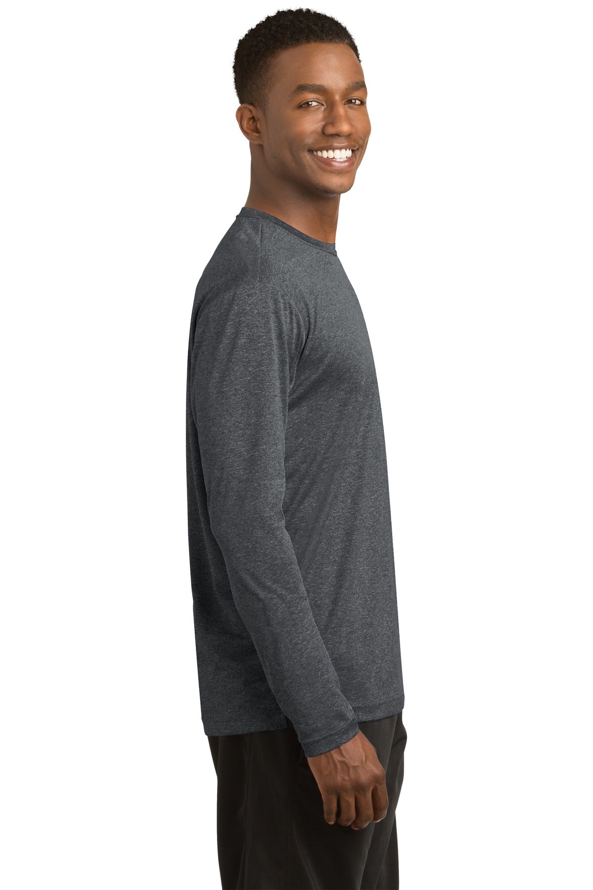 Graphite Hthr Sport-Tek Long Sleeve Heather Contender Tee. ST360LS