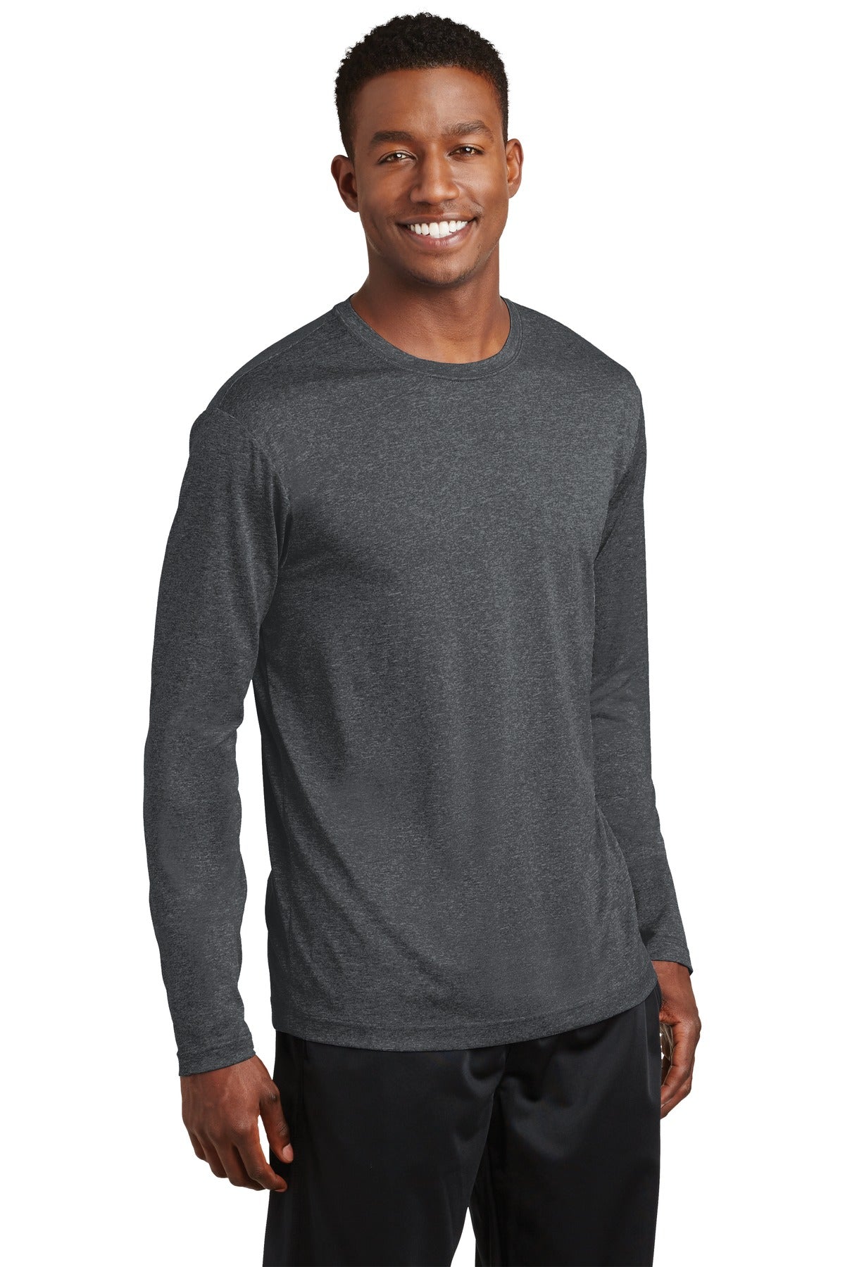 Graphite Hthr Sport-Tek Long Sleeve Heather Contender Tee. ST360LS
