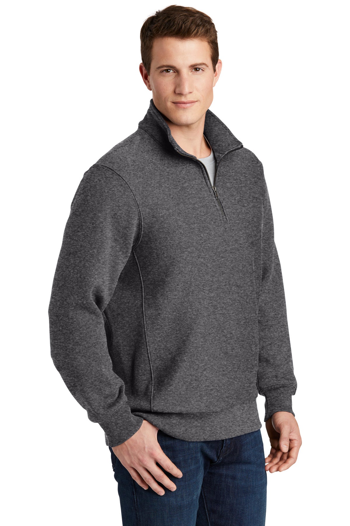 Graphite Hthr Sport-Tek Super Heavyweight 1/4-Zip Pullover Sweatshirt. ST283