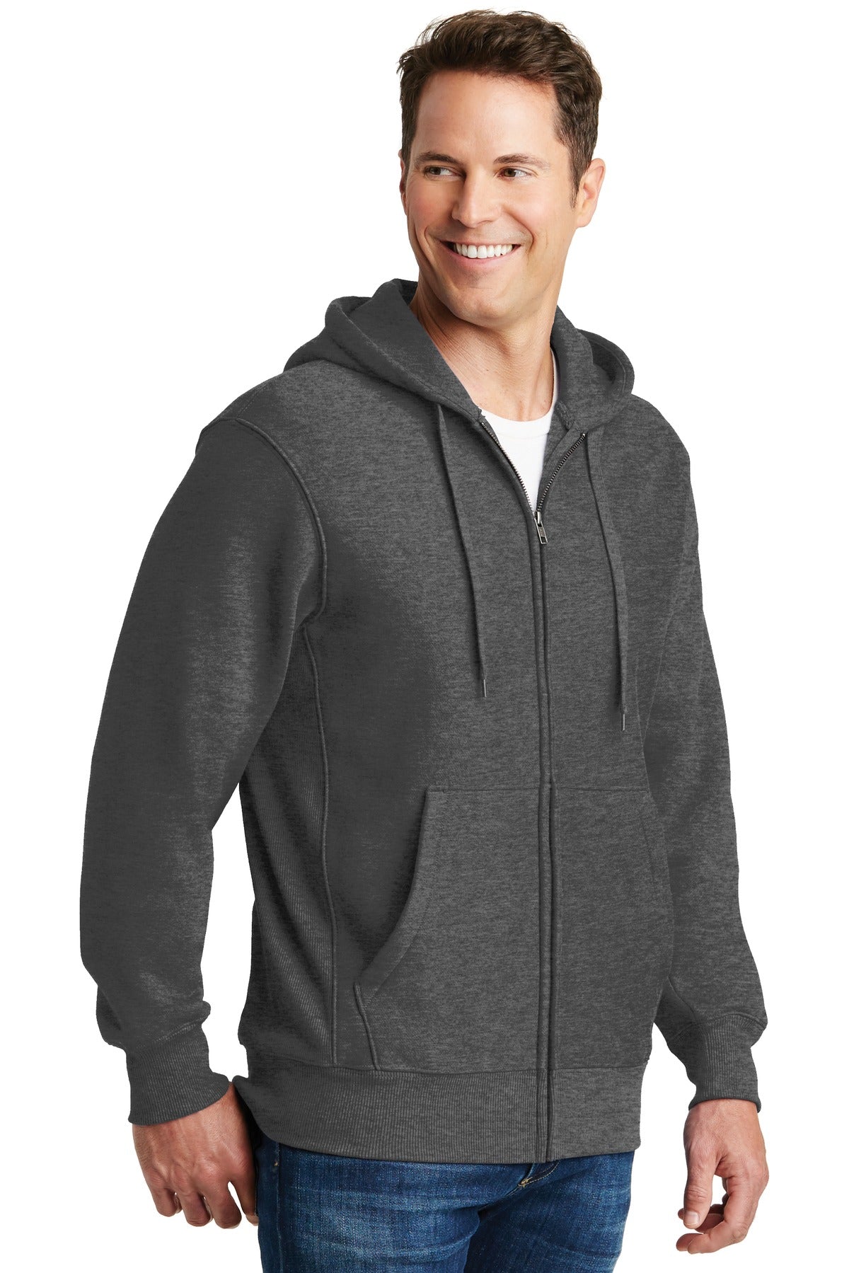 Graphite Hthr Sport-Tek Super Heavyweight Full-Zip Hooded Sweatshirt. F282