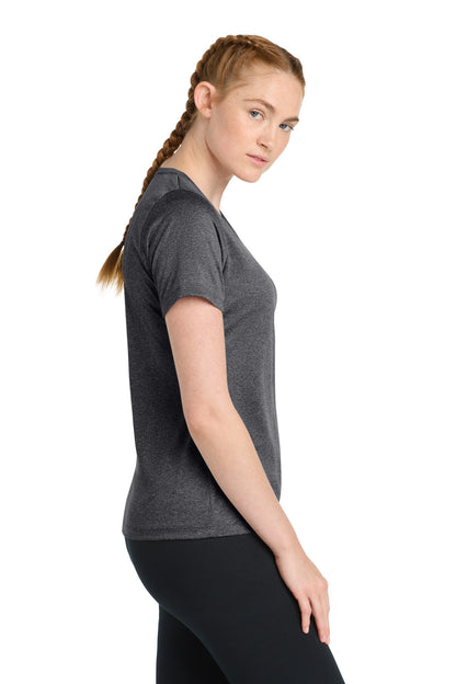 Graphite Hthr Sport-Tek Women's Heather Contender Scoop Neck Tee. LST360