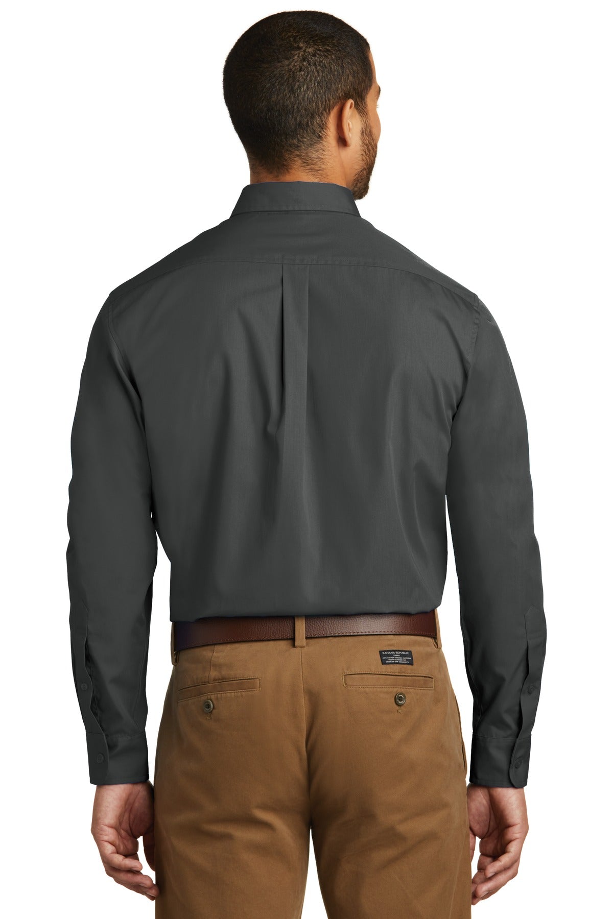 Graphite Port Authority Long Sleeve Carefree Poplin Shirt. W100