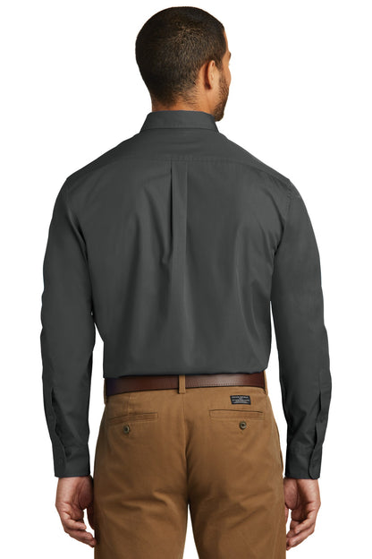 Graphite Port Authority Long Sleeve Carefree Poplin Shirt. W100