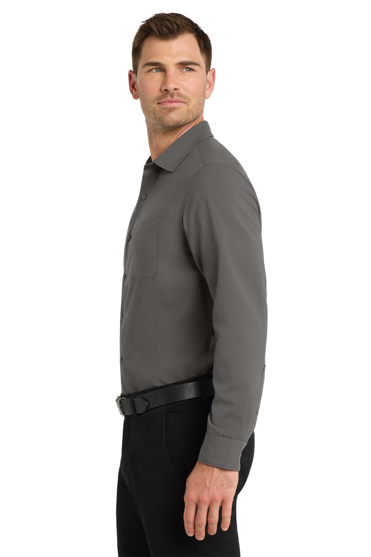 Graphite Port Authority Long Sleeve Performance Staff Shirt W401