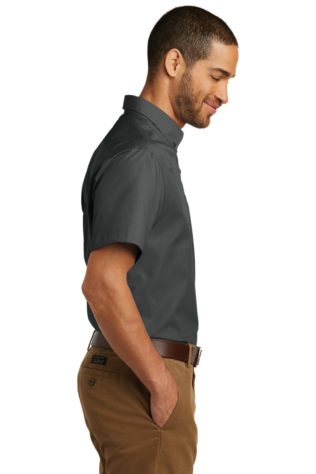 Graphite Port Authority Short Sleeve Carefree Poplin Shirt. W101