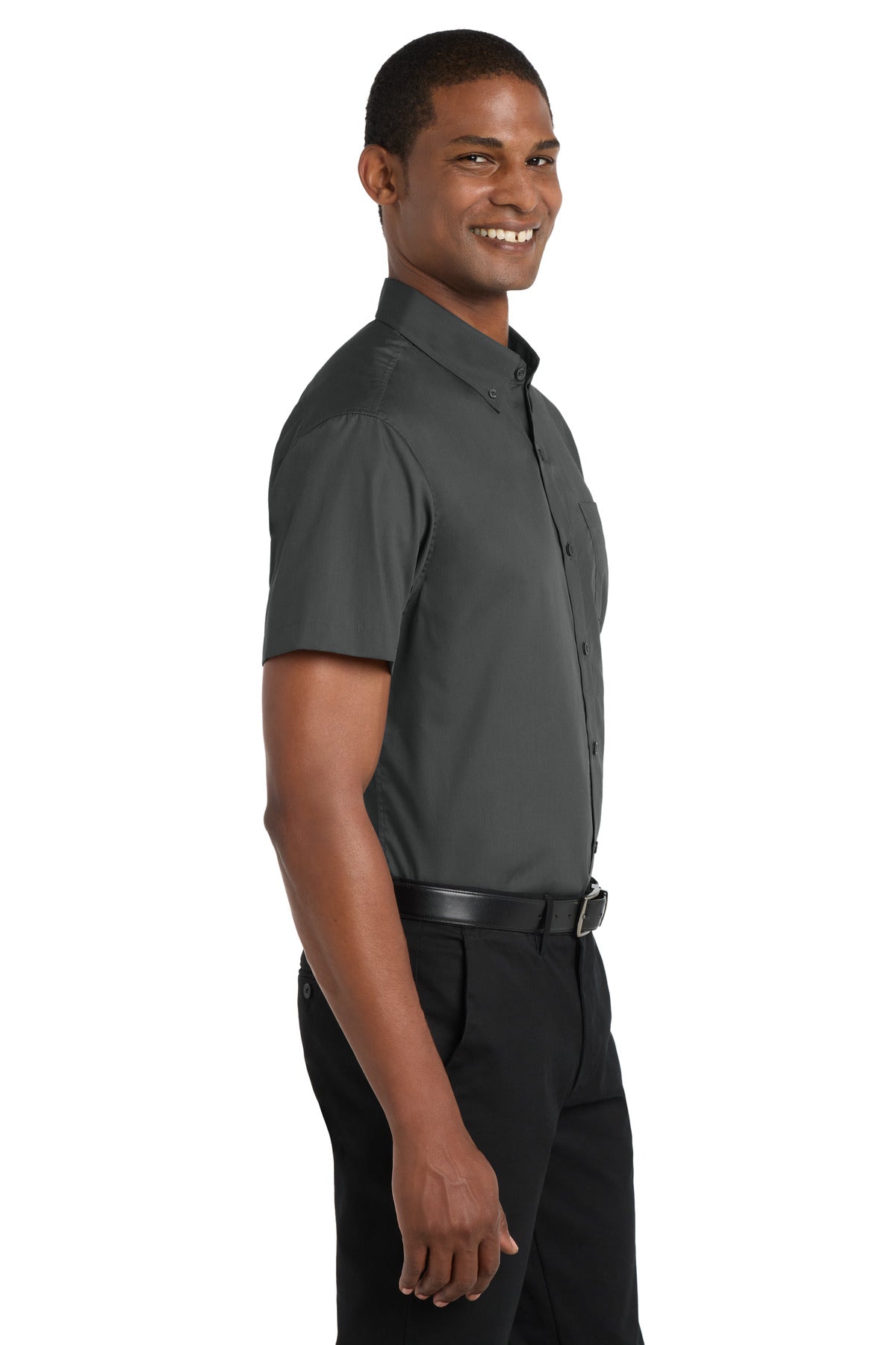 Graphite Port Authority Short Sleeve Carefree Poplin Shirt. W101