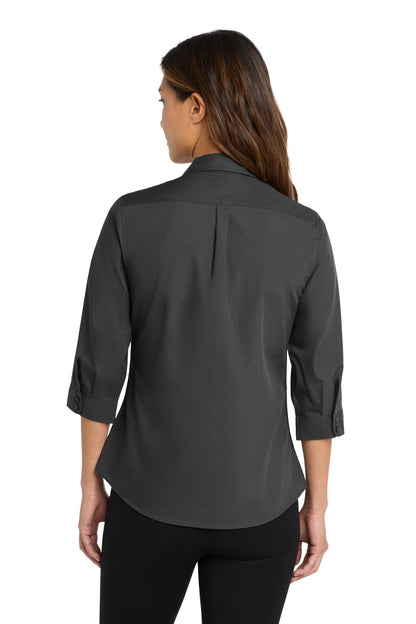 Graphite Port Authority Women's 3/4-Sleeve Carefree Poplin Shirt. LW102
