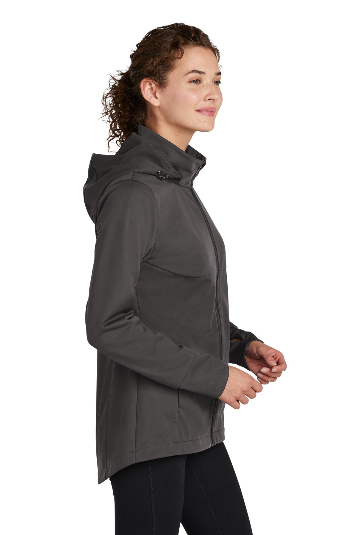 Graphite Sport-Tek Women's Hooded Soft Shell Jacket LST980