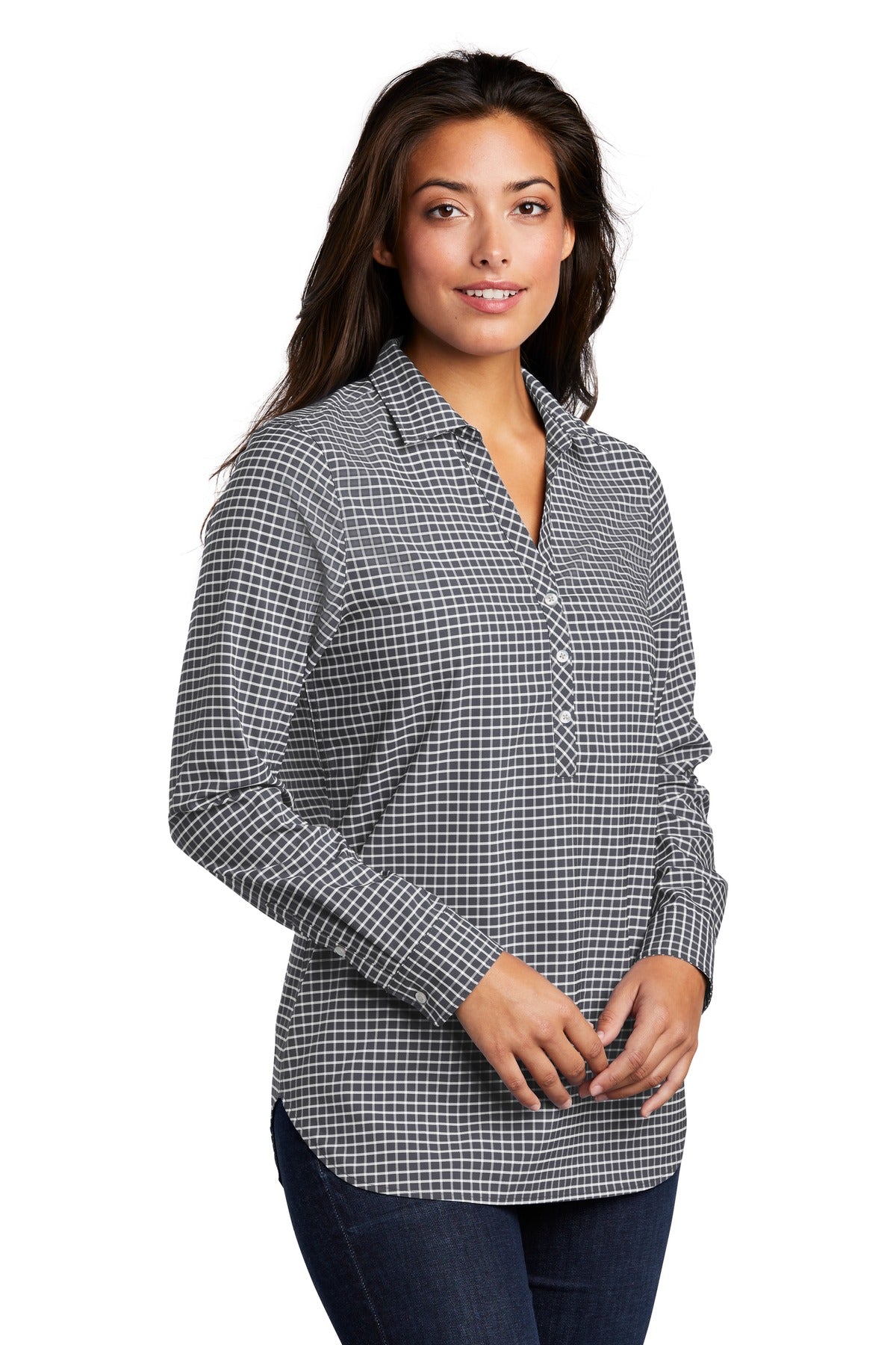 Graphite/White Port Authority Ladies City Stretch Tunic LW680