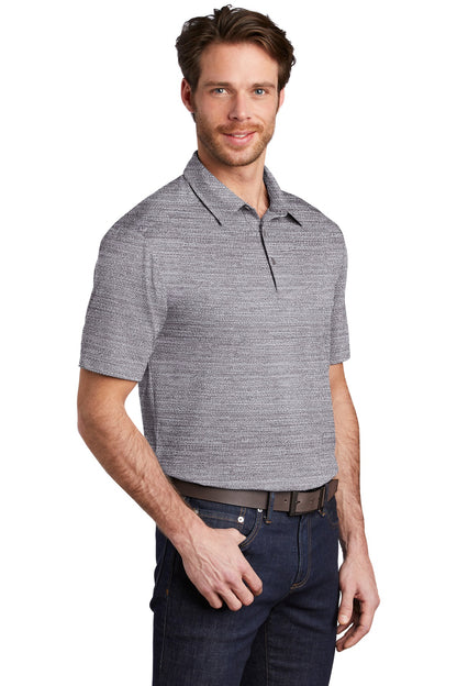 Graphite/White Port Authority Stretch Heather Polo K583
